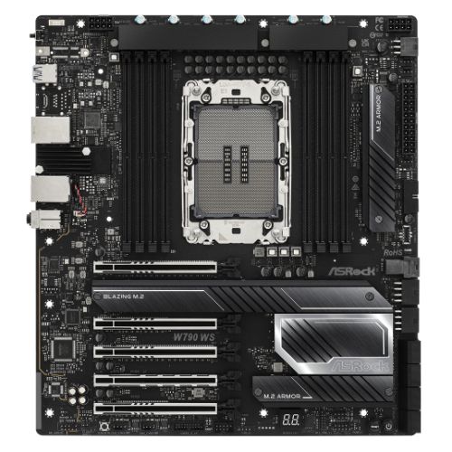 Asrock W790 WS R2.0, Workstation, Intel W790, LGA4677, EATX, 8 DDR5, Wi-Fi 6E, 10G & 2.5G LAN, PCIe5, 4x M.2