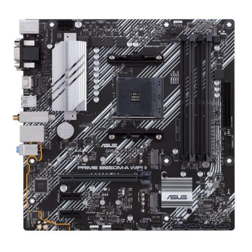 Asus PRIME B550M-A WIFI II, AMD B550, AM4, Micro ATX, 4 DDR4, VGA, DVI, HDMI, Wi-Fi, PCIe4, 2x M.2