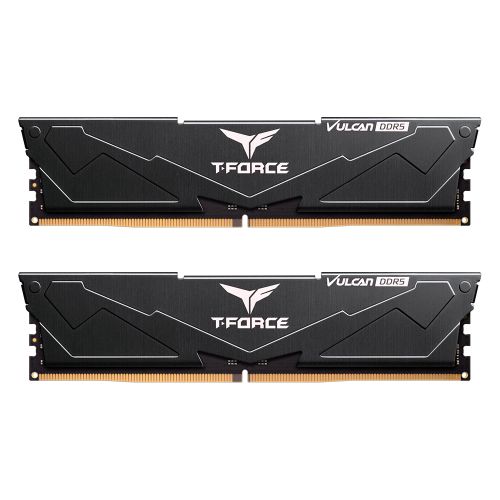 Team T-Force Vulcan 32GB Kit (2 x 16GB), DDR5, 6000MHz (PC5-48000), CL38, ECC, XMP 3.0, PMIC, DIMM Memory, Black