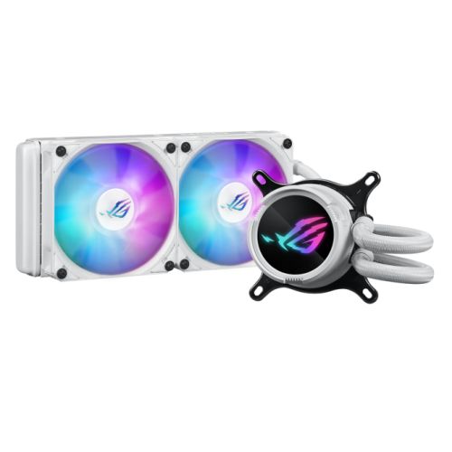 Asus ROG STRIX LC III 240 ARGB White Liquid CPU Cooler, 240mm, 7th Gen v2 Asetek Pump, ARGB Fans, Rotatable Water Block