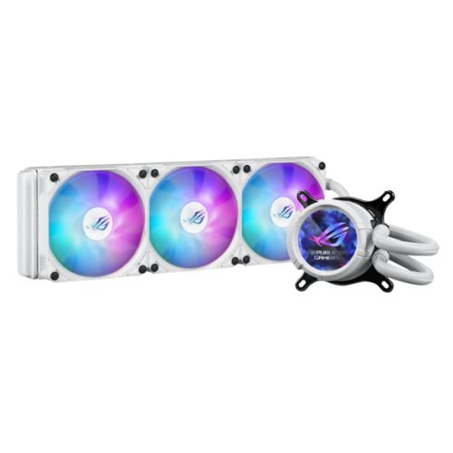 Asus ROG STRIX LC III 360 ARGB LCD Liquid CPU Cooler, 360mm, 7th Gen v2 Asetek Pump, ARGB Fans, Customisable LCD Display, Rotatable Water Block, White