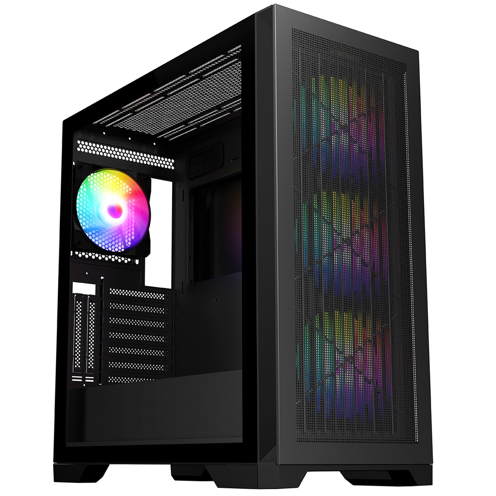 CRONUS Phanes Case, Gaming, Black, Mid Tower, 1 x USB 3.0 / 2 x USB 2.0, Tempered Glass Side Window Panel, Addressable RGB LED Fans, ATX, Micro ATX, Mini-ITX