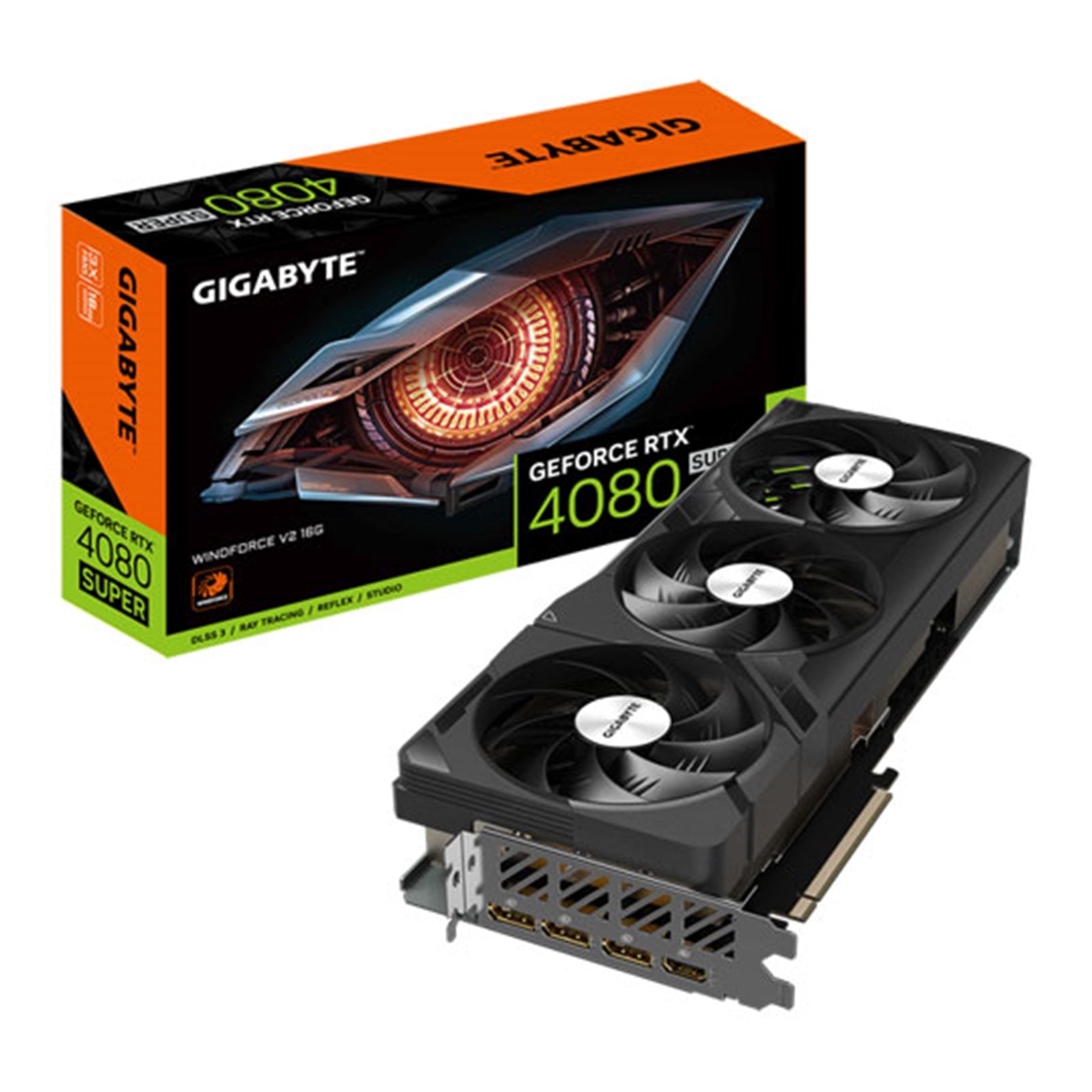 Gigabyte NVIDIA GeForce RTX 4080 SUPER WINDFORCE V2 16G Graphics Card, 16GB GDDR6X, 10240 CUDA Cores, 2550 MHz Core Clock, Triple Fan, 3x Display Ports / 1x HDMI Port