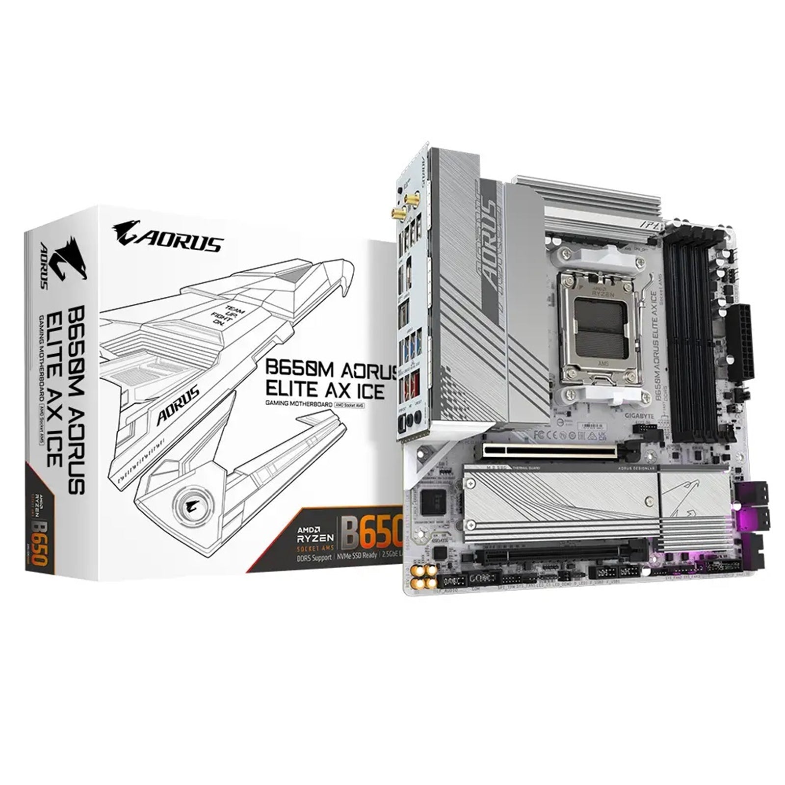 Gigabyte B650M GAMING X AX AMD AM5 Socket Motherboard, Micro-ATX, 4x DDR5 Slots, 2x M.2 Sockets, 2x USB-C Port, Fitted I/O Shield, 2.5GbE LAN, Wi-Fi 6E, 1x DisplayPort / 1x HDMI Port