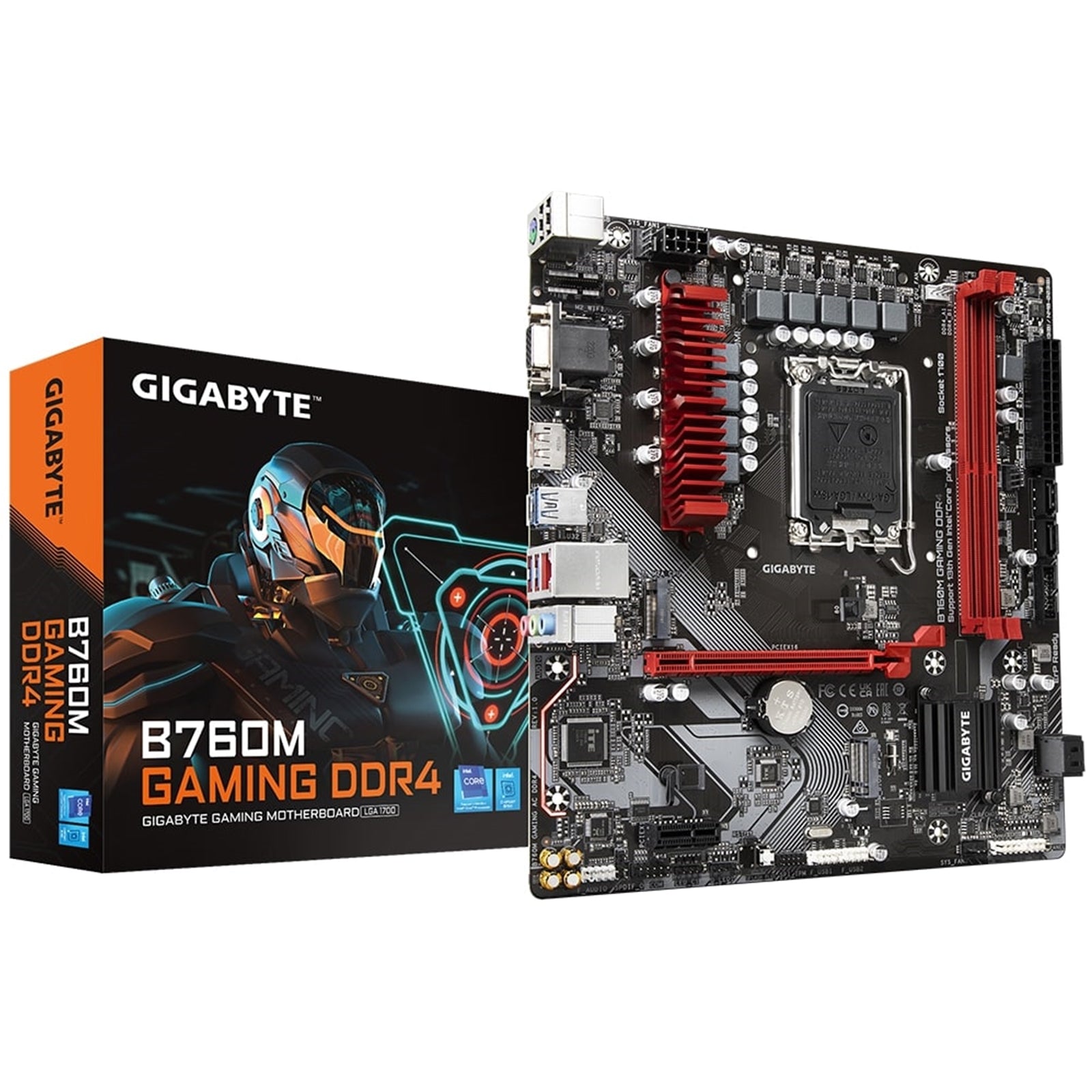 Gigabyte B760M GAMING DDR4 Intel 1700 Socket Motherboard, Micro-ATX, 2x DDR4 Slots, 2x M.2 Sockets, 1x USB-C Port, 2.5GbE LAN, 1x D-Sub / 1x DisplayPort / 1x HDMI Port