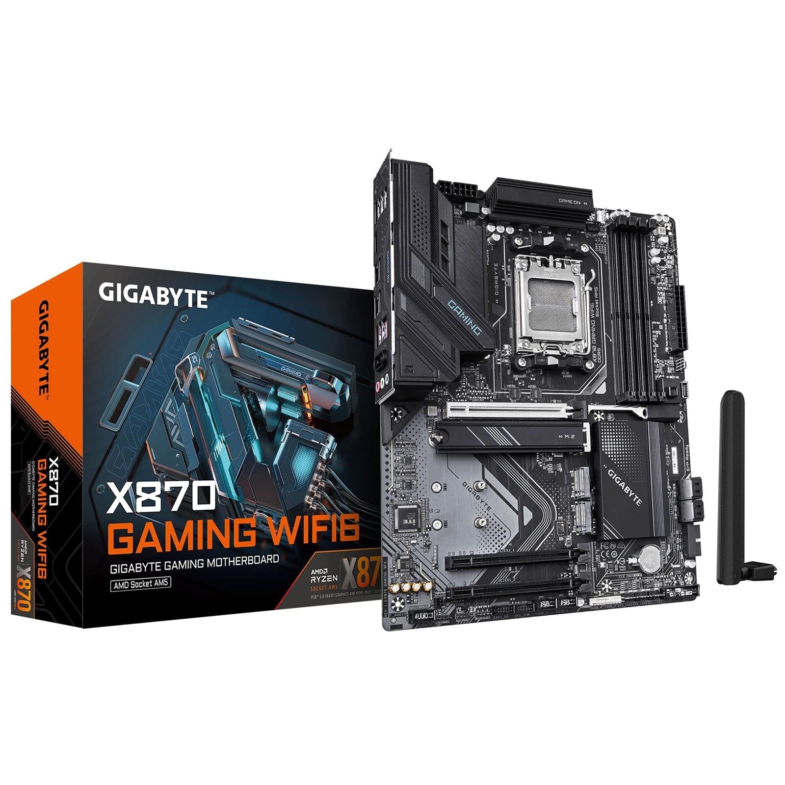 Gigabyte X870 GAMING WIFI6 AMD AM5 Socket Motherboard, ATX, 4x DDR5 Slots, 3x M.2 Sockets, 3x USB-C Port, Fitted I/O Shield, 2.5GbE LAN, Wi-Fi 6, 1x HDMI Port / 2x USB-C (USB4)