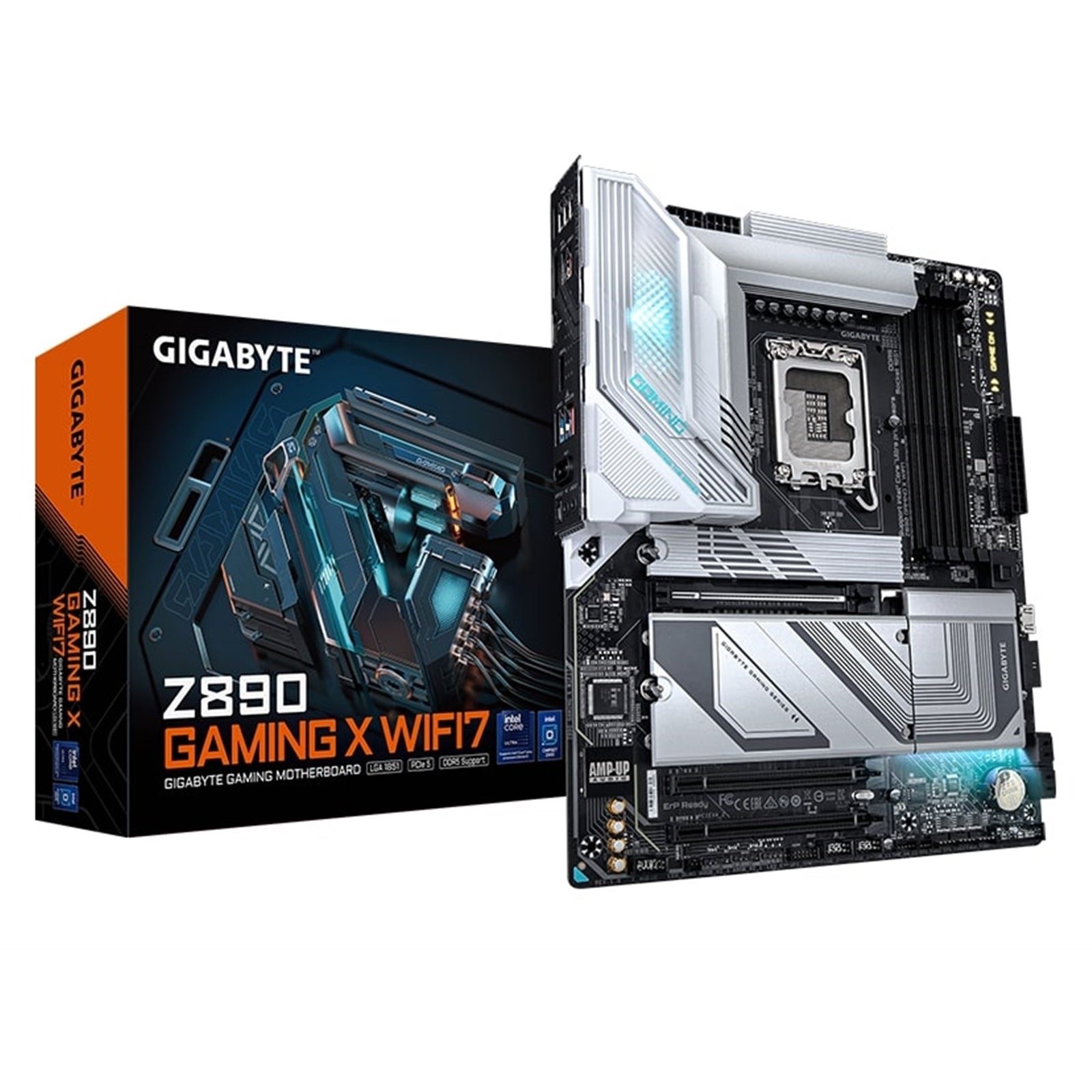 Gigabyte Z890 GAMING X WIFI7 Intel 1851 Socket Motherboard, ATX, 4x DDR5 Slots, 4x M.2 Sockets, 2x USB-C Port, Fitted I/O Shield, 2.5GbE LAN, Wi-Fi 7, 1x DisplayPort / 1x HDMI / 1x USB-C (USB4)